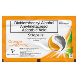 Strepsils Orange with Vitamin C Lozenges - Pack of 8s